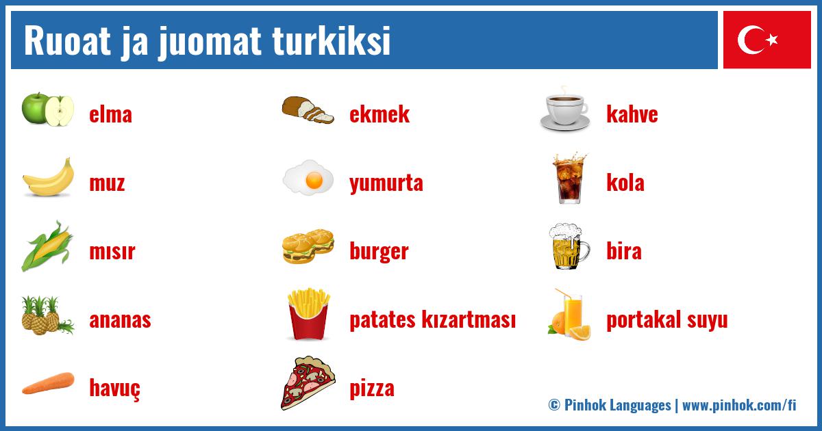 Ruoat ja juomat turkiksi