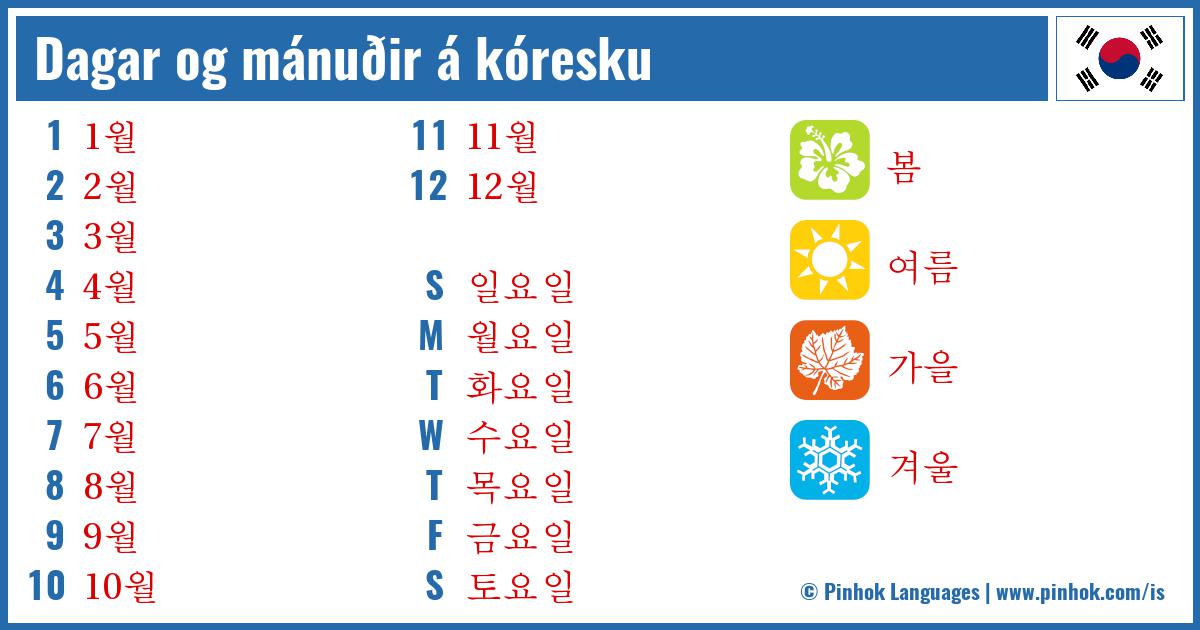 Dagar og mánuðir á kóresku