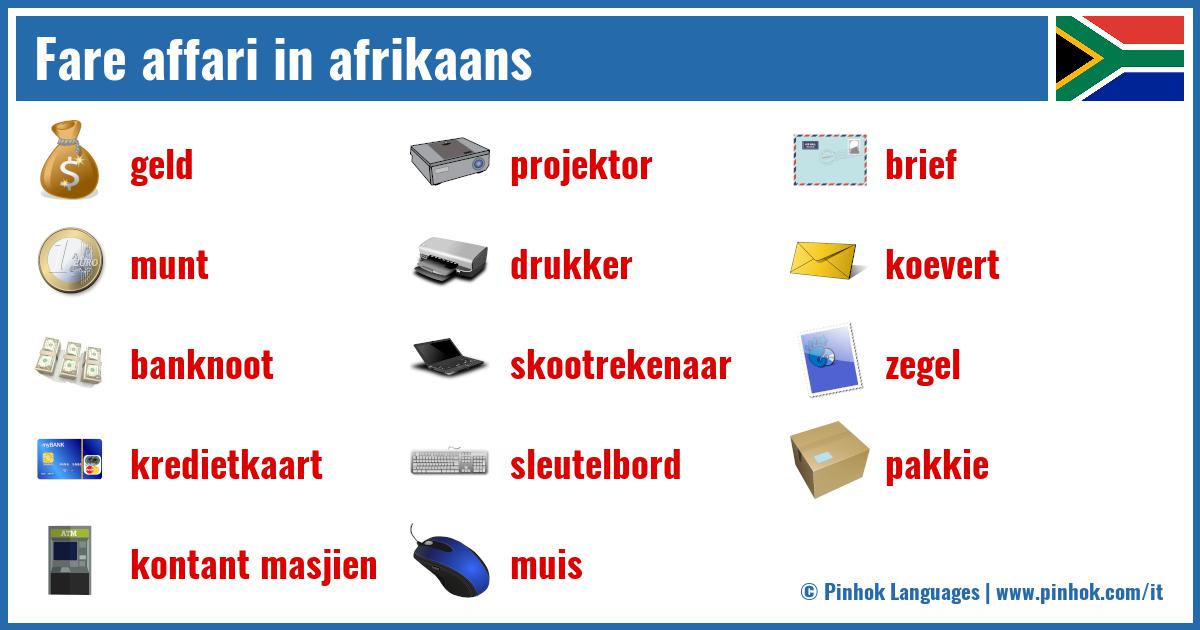 Fare affari in afrikaans