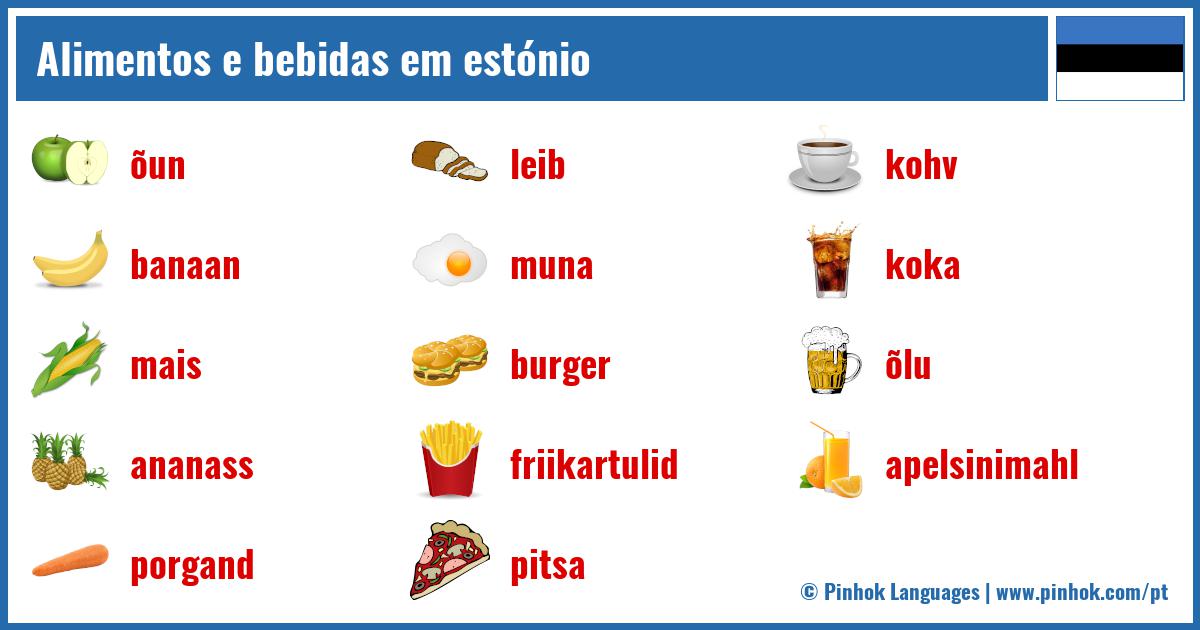 Alimentos e bebidas em estónio