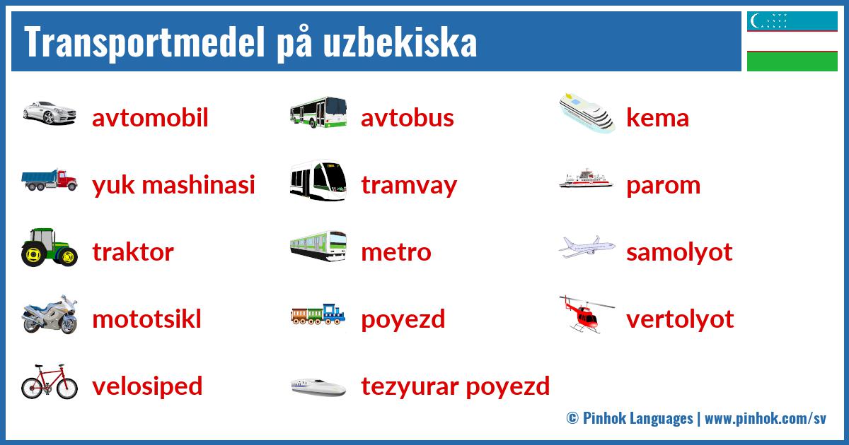 Transportmedel på uzbekiska